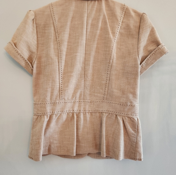 STUDIO 1940 Taupe button front jacket with dark brown stitch trim accent. Size S - Picture 4 of 4